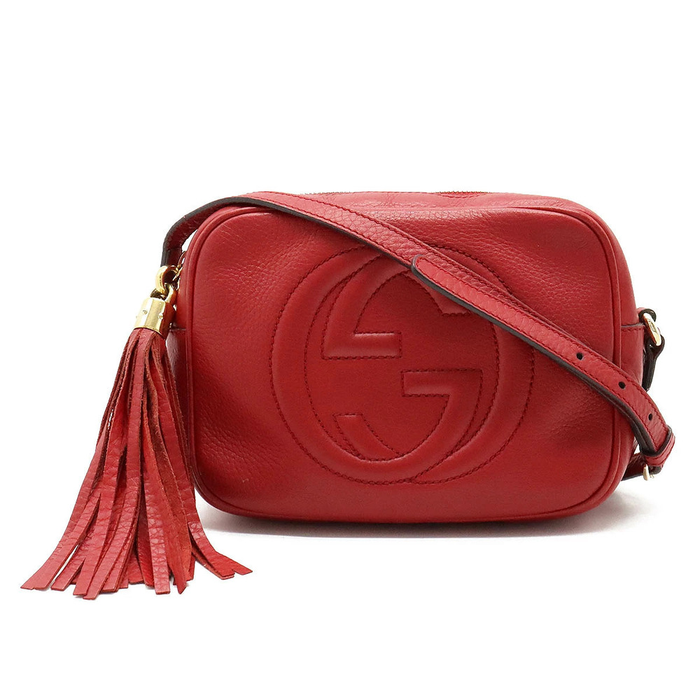 Gucci Soho Disco Crossbody Bag Tassel Leather Red
